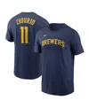 Nike Navy Milwaukee Brewers Wordmark Legend Performance T-shirt In Gold