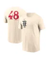 Nike Men's Jacob Degromâ Cream Texas Rangers City Connect Fuse Name Number T-shirt In Neutral