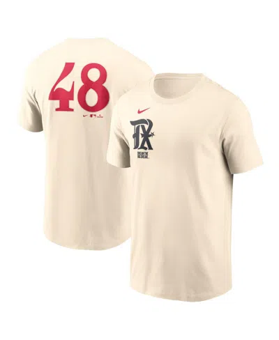 Nike Men's Jacob Degromâ Cream Texas Rangers City Connect Fuse Name Number T-shirt In White