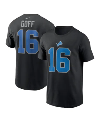 Nike Men's Jared Goff Black Detroit Lions Name Number T-shirt