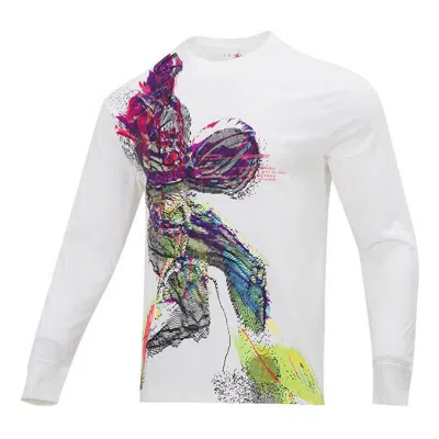Nike Men's Jordan Athleisure Casual Sports Breathable Printing Long Sleeves White T-shirt