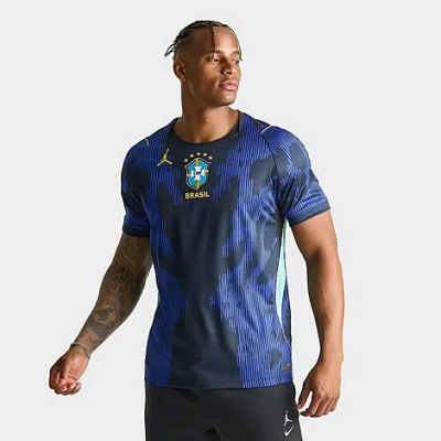 Nike Men's Jordan Brazil 2026 Stadium Away Dri-fit Replica Soccer Jersey In Blue