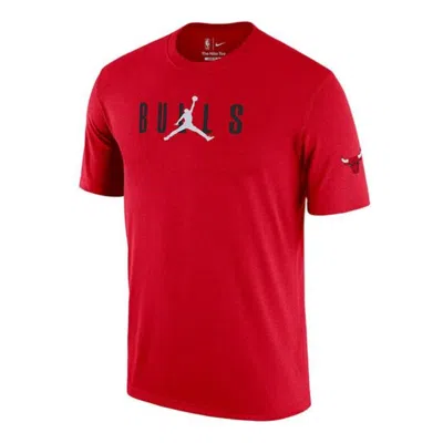 Nike Men's Jordan Chicago Bulls Logo Alphabet Printing Pattern Sports Short Sleeve Red T-shirt