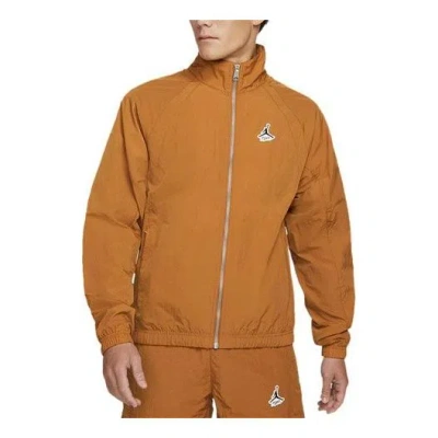 Nike Men's Jordan Stand Collar Training Windproof Jacket Brown Yellow