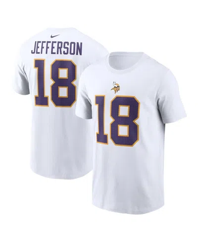 Nike Men's Justin Jefferson White Minnesota Vikings Name Number T-shirt