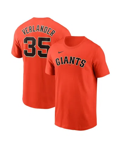 Nike Men's Justin Verlander Orange San Francisco Giants Fuse Name Number T-shirt