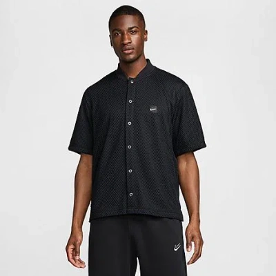 Nike Men's Kd Dri-fit Short-sleeve Button-down Shirt In Black/sail/sail