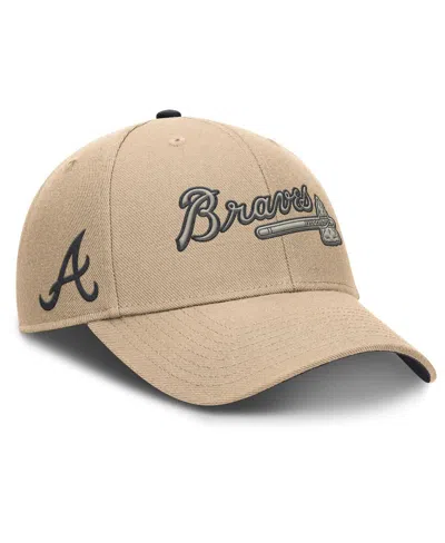 Nike Men's Khaki Atlanta Braves Rise Adjustable Hat In Brown