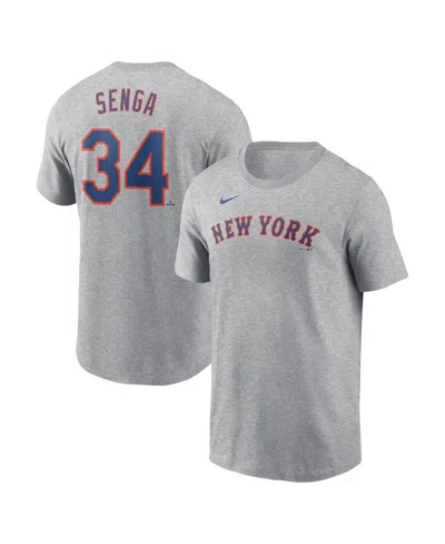 Nike Men's Kodai Senga Heather Gray New York Mets Fuse Name Number T-shirt