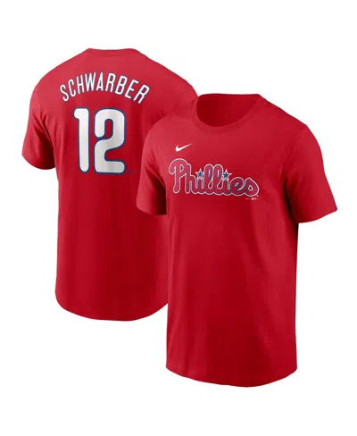 Nike Men's Kyle Schwarber Red Philadelphia Phillies Fuse Name Number T-shirt