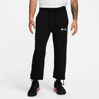 Nike Men's Lebron Logo Open Hem Fleece Pants In Black/phantom
