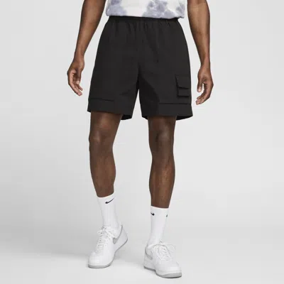 Nike Life Drawstring Cargo Camp Shorts In Black/ Black