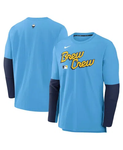 Nike Milwaukee Brewers Authentic Collection City Connect Player  Men's Dri-fit Mlb Pullover Jacket In Blue