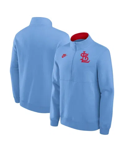 Nike Men's Light Blue St. Louis Cardinals Cooperstown Collection Fleece Half-zip Pullover Sweatshirt