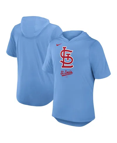 NIKE MEN'S LIGHT BLUE ST. LOUIS CARDINALS TRI-BLEND PERFORMANCE HOODIE T-SHIRT