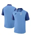 Nike Men's Light Blue/royal Brooklyn Dodgers Cooperstown Collection Color-block Victory Performance Polo 
