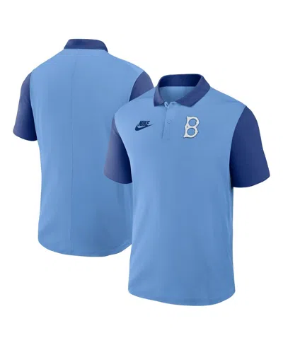 Nike Men's Light Blue/royal Brooklyn Dodgers Cooperstown Collection Color-block Victory Performance Polo  In Multi