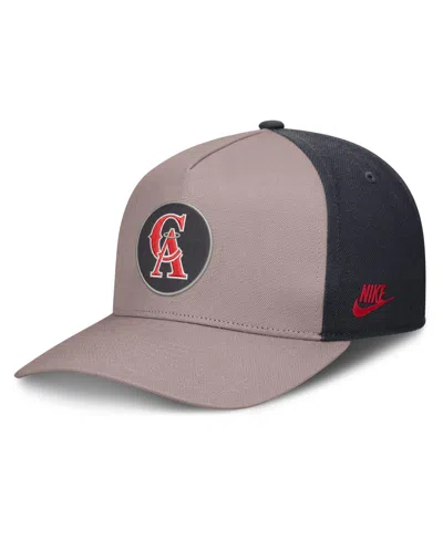 Nike Men's Light Brown/navy Los Angeles Angels Cooperstown Rise A-frame Adjustable Hat In Light Brown,navy