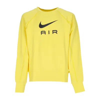 Nike Men's Lightweight Crewneck Sweatshirt Sportswear Air French Terry Crew Yellow Strike/black