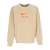Nike Men's Lightweight Crewneck Sweatshirt Sportswear Air French Terry Crewneck Sesame/safety Orange In Brown