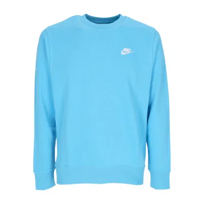 Nike Men's Lightweight Crewneck Sweatshirt Sportswear Club Baltic Blue/white In Multi