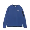 Nike Men's Lightweight Crewneck Sweatshirt Sportswear Tech Fleece Dk Marina Blue/light Bone In Dk Marina Blue/light Bone