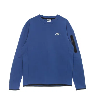 Nike Men's Lightweight Crewneck Sweatshirt Sportswear Tech Fleece Dk Marina Blue/light Bone