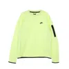 Nike Men's Lightweight Crewneck Sweatshirt Sportswear Tech Fleece Lt Liquid Lime/black In Lt Liquid Lime/black