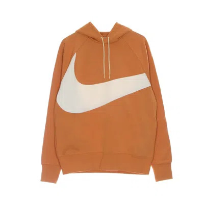 Nike Men's Lightweight Hooded Sweatshirt Swoosh Tech Fleece Pullover Hoodie In Hot Curry/pearl White/canvas