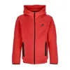 Nike Men's Lightweight Hooded Zip Sweatshirt Tech Fleece Full-zip Windrunner Hoodie Lt Univ Red Htr/black In Lt Univ Red Htr/black