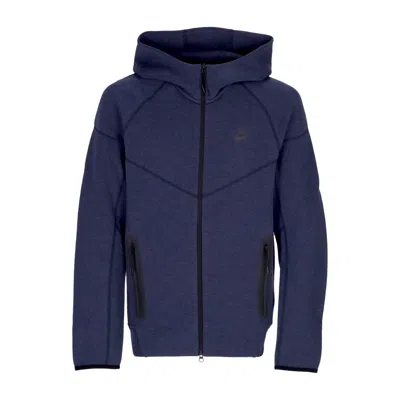 Nike Men's Lightweight Hooded Zip Sweatshirt Tech Fleece Full-zip Windrunner Hoodie Obsidian Heather/blac In Obsidian Heather/black