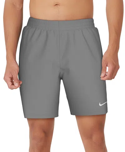 Nike Men's Logo Swoosh Swim Trunks In Gray