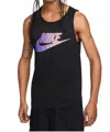 Nike Men's Logo Swoosh Tank Top In Black Fade Purple In Black