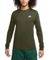Nike Men's Long Sleeve Sportswear Club T-shirt In Green