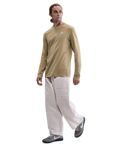 Nike Men's Long Sleeve Sportswear Club T-shirt In Brown