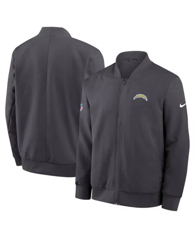 Nike Men's Los Angeles Chargers Sideline Full-zip Fleece-lined Bomber Jacket In Gray
