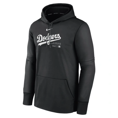 Nike Men's Los Angeles Dodgers Authentic Collection Practice  Therma Mlb Pullover Hoodie In Black