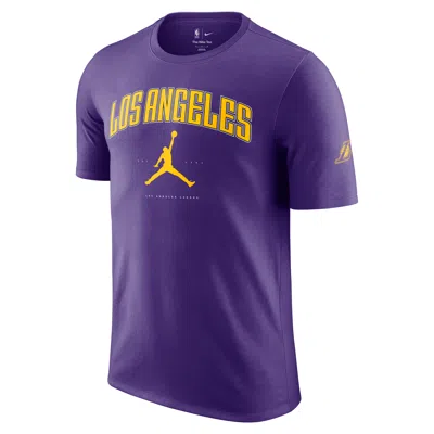 Nike Men's Los Angeles Lakers Essential Jordan Nba T-shirt In Purple