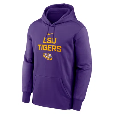 Nike Men's Lsu Team Stacked Menâs  Therma College Pullover Hoodie In Purple