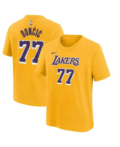 Nike Men's Luka Doncic Gold Los Angeles Lakers Icon Edition Name Number T-shirt