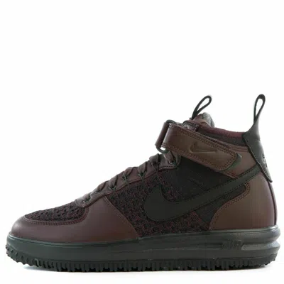 Pre-owned Nike Men Lunar Force 1 Flyknit Workboot 855984-600 Burgundy Red Black Us Siz 8.5