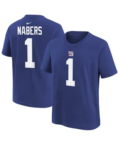 Nike Men's Malik Nabers Royal New York Giants Player Name Number T-shirt