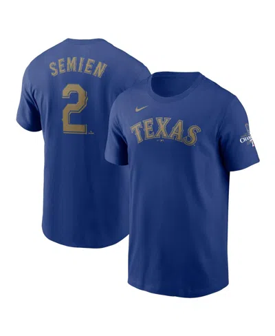 Nike Men's Nathaniel Lowe Royal Texas Rangers 2024 Gold Collection Name Number T-shirt