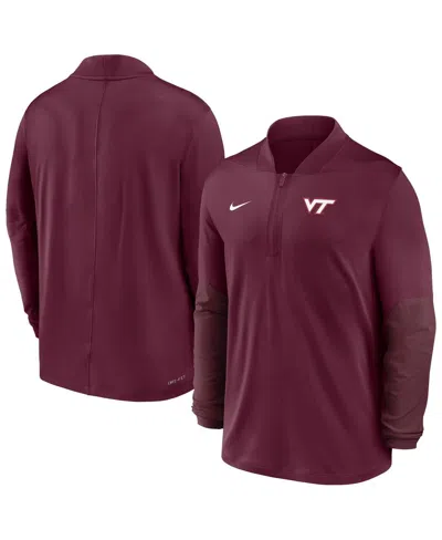 Nike Men's Maroon Virginia Tech Hokies Dri-fit Half-zip Pullover Sweatshirt In Burgundy