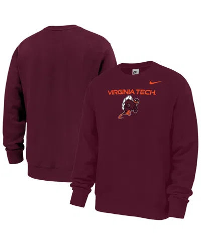 Nike Men's Maroon Virginia Tech Hokies Rushing Hokie Club Fleece Sweatshirt In Black