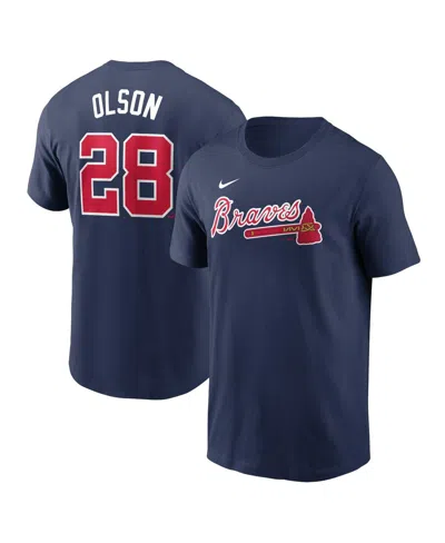Nike Men's Matt Olson Navy Atlanta Braves Fuse Name Number T-shirt In Mdngtnavy