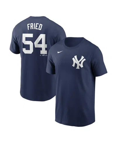 Nike Men's Max Fried Navy New York Yankees Fuse Name Number T-shirt