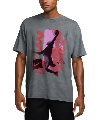 Nike Men's Max90 Relaxed Fit Short Sleeve Basketball Graphic T-shirt In Gray
