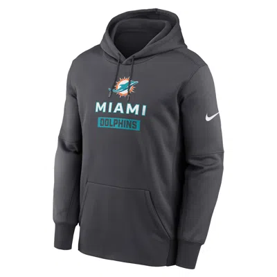 Nike Men's Miami Dolphins Toss Sweep Menâs  Therma Nfl Pullover Hoodie In Black