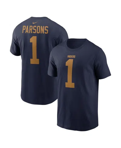 Nike Men's Micah Parsons Navy Green Bay Packers The 1923 Classic Name Number T-shirt In Blue